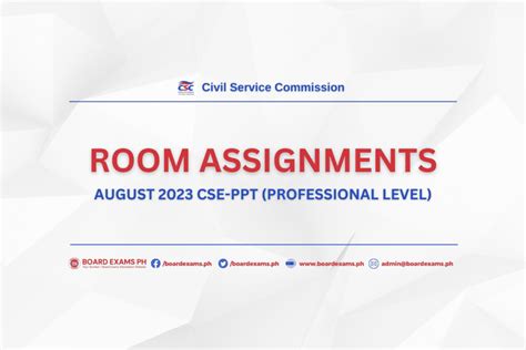 ROOM ASSIGNMENTS: August 2023 Civil Service Exam – .